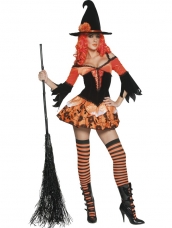 Aanbieding Tainted Garden Wicked Witch Oranje Zwarte Heksenkostuum
