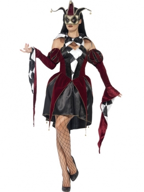 Goedkoop Gothic Venetian Harlequin Dames Halloween Kostuum
