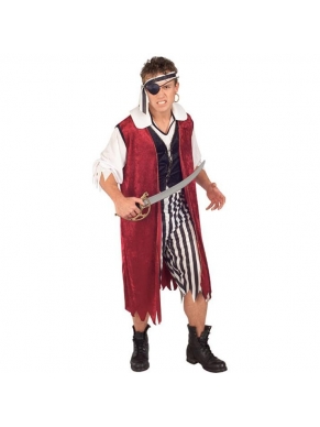 Kostuum piraat king rood