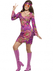Aanbieding Roze Woodstock Hippie Dames Kostuum