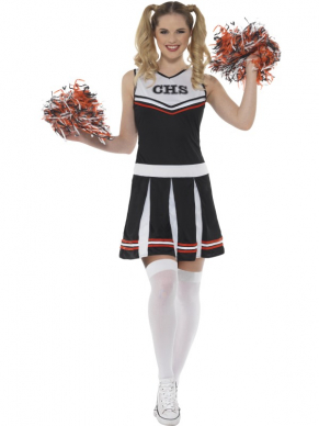Cheerleader Dames Kostuum Zwart