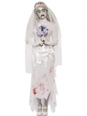 Aanbieding Zombie Bruid Halloween Horror Kostuum